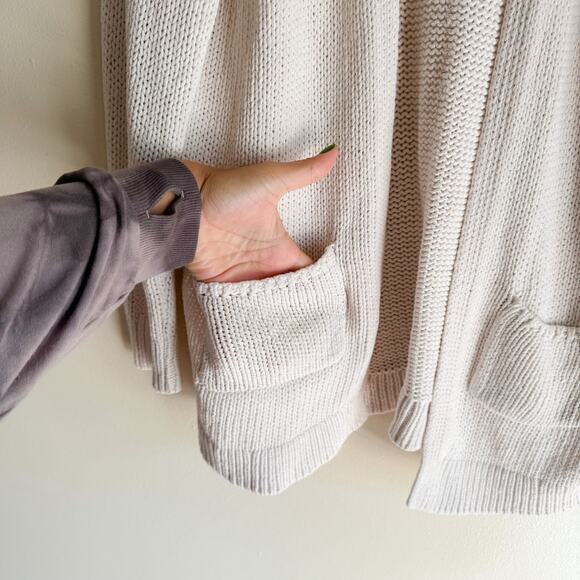 Bass Cream Knit Open Front Pocket Cardigan Sweater - XL - Picture 2 of 7